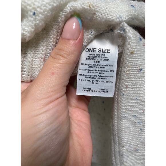 J. Crew Donegal Button-Front Oversized Wool Speckled Knit Poncho Twee - Picture 7 of 7